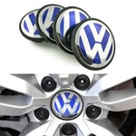 4-Pack - Volkswagen VW Centrumkåpor / Hjulnav Emblem - Bil 65 mm Blå