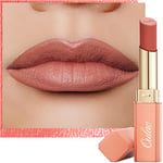 Oulac Soft Matte Lipstick for Women - Nude Peach Lipstick & Blush Duo, Cream to Powder Texture, Color Rich, Lightweight & Smooth, Enriched with Rose Oil, Vegan & Clean Beauty| 3.6g (Y12)