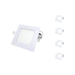 Spot led Extra Plat Carré blanc 24W (Pack de 5) - Blanc Neutre 4000K - 5500K Silamp