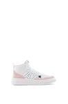 Armani Exchange Femme Coupe Confortable, Daim de Vache, Logo Cousu sur Le côté Basket, Rose Blanche, 35.5 EU