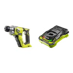 Ryobi R18SDS-0 ONE+ SDS Plus Cordless Rotary Hammer Drill (Body Only) - Hyper Green & RC18150 18V ONE+ Cordless 5.0A Battery Charger