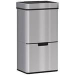 HOMCOM 72L Recycling Sensor Bin Stainless Steel 3 Compartments For Both Wet/Dry Waste w/Removable Lid Kitchen Home