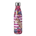 Mikasa Wild at Heart bouteille d'eau en acier inoxydable, 500ml, bouteille isotherme avec couvercle à vis pour les trajets quotidiens, l'école ou le gymnase, imprimé girafe