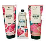 The Body Shop British Rose Body Lotion To Milk Shower Scrub Hand Cream Gift Set