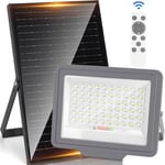 Aigostar - Projecteur solaire LED d’extérieur avec grand panneau solaire,15000mAH,batterie de grande capacité,IP65, 6500K, lampe solaire extérieure pour jardins, portes, garages,câble de 2m