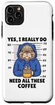 Coque pour iPhone 11 Pro Max Vintage Angry Cat Oui, j'ai vraiment besoin de tous ces cafés