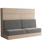 Armoire lit escamotable VERTIGO SOFA taupe canapé gris couchage 140*200 cm