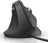 Souris Verticale, Ergonomique, Pour Gaucher ""Emc-500L"", Filaire, Usb A, Faible Consommation D'Énergie, Noire