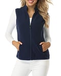 fuinloth Manteaux sans Manche Femme Chaud Polaire Zippé Gilet Veste pour Printemps Automne Hiver Marine XS