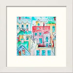 Lumartos, Our Town Contemporary Home Decor Wall Art Watercolour Print, White Frame, 10 x 10 Inches