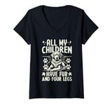 Womens All My Children Have Fur and Four Legs Dog Grandma V-Neck T-Shirt