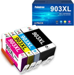 903XL Compatible pour Cartouche HP 903 XL Noir et Couleur Remplacement pour 903 XL 903XL Cartouche HP Officejet Pro 6950 6960 6970 Cartouches(1 Noir,1 Cyan,1 Magenta,1 Jaune,4-Pack)