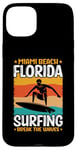 Coque pour iPhone 15 Plus Miami Beach Floride Surf Break The Waves