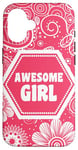 Coque pour iPhone 16 Vintage Pink Awesome Floral Girl