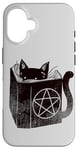 Coque pour iPhone 16 SataniCat Pentagramme Chat Satan Demon Necronomicon Lover