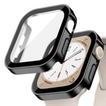 Glas+ cover För Apple Watch case serie 8 7 6 5 4 se 44mm 45mm 41mm 40mm PC Vattentät skärmskydd apple watch Tillbehör Black 11 Series 4654 SE 44MM