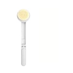 Brosse pour le corps pliable en siliCône, brosse de bain à long manche pour voyage, brosse de douche antidérapante avec poils ultra doux (blanche)