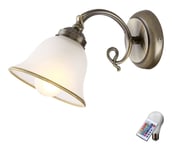 Etc-shop - Lampe murale de style antique lampe en verre télécommandée en laiton antique dimmable dans un ensemble comprenant des ampoules led rvb