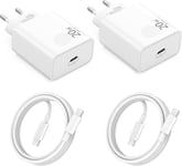 4-Pack 20w Chargeur Rapide Pour Iphone 16 15 Pro /Plus, Ipad Pro/Air, Galaxy, Google Pixel 9/8/7, Chargeur Pr Et Câble Usb C 2m, Embout Adaptateur Secteur Charge Avec Pd Et Type-C[X803]