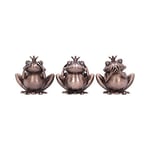 Nemesis Now See No, Hear No, Speak No Evil Bronze Crowned Frog Figurines, Polyresin, 8.5cm