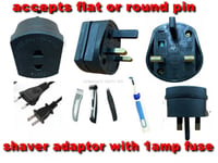 Shaver Adapter Fused Electric Plug for Shaving Epilator Toothbrush in Black.