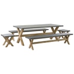 Ensemble de Repas de Jardin pour 8 Personnes Table 2 Tabourets et 2 Bancs en Bé