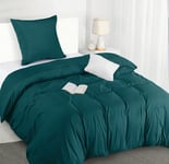 Utopia Bedding Housse de Couette 1 Personne 135x200 cm avec 1 Taie d'oreiller 80x80 cm (Sarcelle) - Parure de lit 1 Personne 135 x 200 cm - Ensembles de Housses de Couette en Microfibre brossée Douce