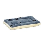 MidWest Homes for Pets 40218-FVBLS Lit réversible pour chien 43,18 x 27,94 x 3,81 cm (L x l x H) pour les races de chiens miniature, lavable à la machine ; motif pattes bleu / blanc