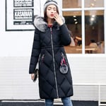 Down jacket winter Big Winter Coat Thickened Parka Women Stitching Slim Long Winter Coat Down Cotton Ladies Down Parka Down Jacket Women Xxl Black