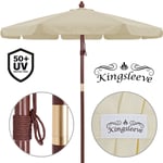 Kingsleeve - Parasol de jardin en bois ø 330 cm Pare-soleil avec protection UV50+ Protection solaire extérieur Crème