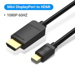 Vention Câble Mini DisplayPort vers HDMI Adaptateur 4K HD Mini DP vers HDMI pour MacBook Air PC iMac TV Projecteur Thunderbolt 2 vers HDMI, Noir 1080P 60Hz HAB- 3m