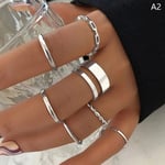 7st/ set Ringar Set för kvinnor Vintage Geometric Hollow Ring Fash Silver