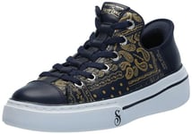 Skechers Homme Slip ins Mains Libres X Dogg-Snoop One Double G Basket, Cuir imprimé Bandana Bleu Marine doré, 41 EU