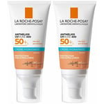 LA ROCHE POSAY ANTHELIOS UV MUNE Crème Solaire Visage Hydratante Teinté Avec Parfum SPF50+ 2x50 ml