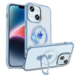 S. Dawezo Magnetic Stand Case for iPhone 14 Plus, Compatible with Magsafe, Anti-Fingerprint, Shockproof Magnetic Force Invisible Holder Mobile Phone Case for iPhone 14 Plus, Sierra Blue