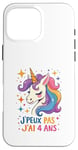 Coque pour iPhone 16 Pro Max Licorne Cadeau Fille 4 ans Enfant 4ème Anniversaire