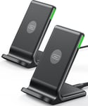 Chargeur Sans Fil,[2 Pack]15w Qi Certifie Chargeur Induction Double Bobine Lumiere Adaptative Facile A Dormir Wireless Charger Stand Pour Iphone 15 14 13 12 11 Pro Max Samsung Google Etc