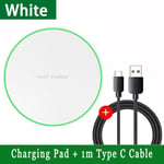 15w Sans Fil Chargeur Pad Stand Pour Iphone 14 13 12 11 Pro X 8 Samsung Xiaomi Téléphone Chargeurs Induction Rapide De Charge Dock Station - Type White With Cable