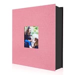 Lanpn Album Photo 10x15 400 Pochette, Lin Tissu Album pour Vertical Photos (Rose)