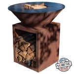 Braséro Barbecue Le Classique 80x90 corten DOUBLE CUVE - GRILL'CHIC - FABRICATION FRANÇAISE