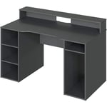 Pegane - Bureau pour Ordinateur, Station e-Gaming coloris anthracite en Bois mdf - Hauteur 88 x Longueur 136 x Largeur 67 cm