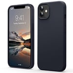 Flyzoo Silicone Liquide Case pour iPhone 12 Mini Coque [Fine, Élégante, Anti-Empreintes] [Bord Surélevé pour Caméra à Écran] Étui Housse 4 Couches avec Doublure Microfibre, 5,4 Pouces, Noir