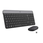 Logitech MK470 Combo Clavier et Souris sans Fil pour Windows, 2,4 GHz avec Récepteur USB Unifying, Ultra-Fin, Discret, Batterie Longue Durée, Souris Optique, Clavier AZERTY Belge - Noir