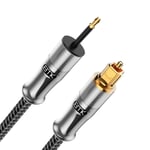 Câble Mini Toslink, Câble Optique Audio Numérique,Toslink vers Mini Toslink, 3.5mm Cable Spdif Fibre Optique, Câble Optique pour Barre De Son (0,5M, Toslink optique vers mini Toslink, Argent)