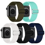 Chinbersky 5 Pack Bracelets Compatibles avec Bracelet Apple Watch 41mm 40mm 38mm Hommes Femmes,Bracelet de Remplacement réglable Nylon élastique Tressé Sport Pour iWatch Séries 10/9/8/7/6/5/4/3/2/1/SE