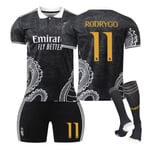 23-24 Real Madrid fotboll uniform drak mönster version barn och vuxna set sportlag uniform NO.11 RODRYGO NO.11 RODRYGO 24