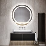 Miroir Salle de Bain led Rond - Miroir Mural Lumineux Rond Sal de Bain avec Eclairage Integre Anti buee pour Maquillage Salle de Bain Chambre Maison