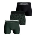 Björn Borg Kalsonger 3P Cotton Stretch Boxer 1565 Svart/Grön bomull Large Herr