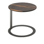 Living Divani - Tethys C Shape Side Table Ø39, Aluminium Tray - Pienet pöydät & sivupöydät - Gabriele & Oscar Buratti - Musta - Metalli