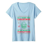 Womens Karl Marx Christmas All I Want is the Means of Production V-Neck T-Shirt